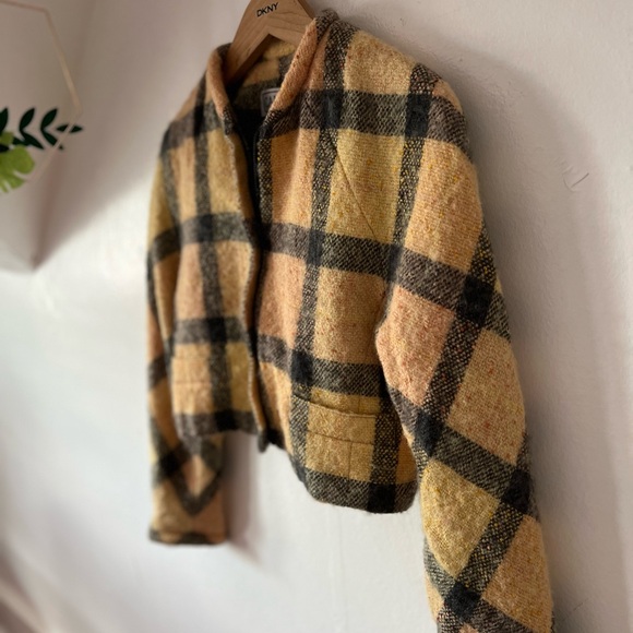 VTG 90s Carlisle crop wool mohair jacket 4 vintage MINT lined pockets roll cuffs - Picture 9 of 12